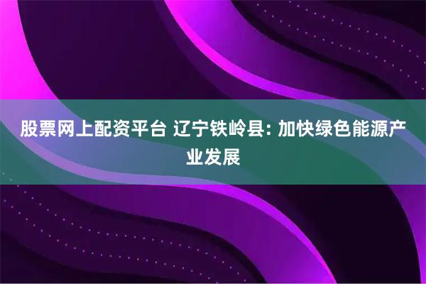 股票网上配资平台 辽宁铁岭县: 加快绿色能源产业发展